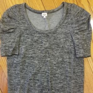 Aritzia Wilfred Gray Marled Wool Puff Sleeve Top